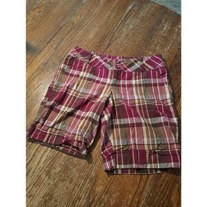 Jr Size 11 Nobo No Boundaries Cotton Plaid Shorts Pink Tan Brown Casual